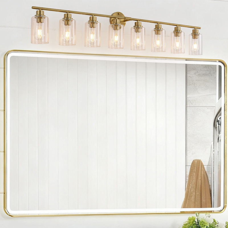 Bathroom Light Fixtures, Gold Modern Vanity Lights With Clear Glass Shade, Bathroom Wall Lamp For Mirror Kitchen Living Room Hallway Cabinet Porch