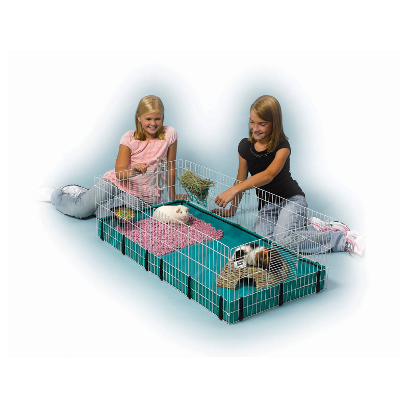 Expandable White Wire Guinea Pig Habitat with PVC Bottom