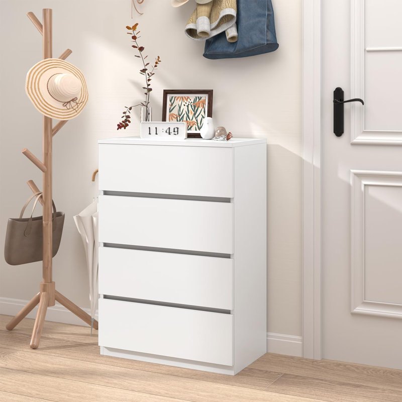 Commode 4 tiroirs, table de chevet en bois pour chambre à coucher, armoire de rangement à tiroirs de garde-robe l 23,6 po