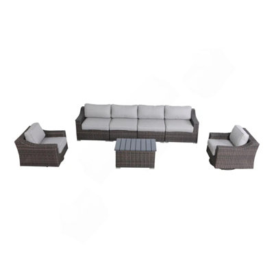 Ensemble de canapé de patio en osier 6 pièces avec coussins entièrement assemblé
