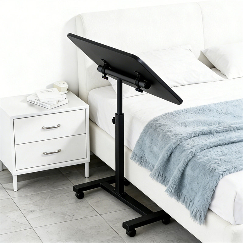 Height Adjustable Side Table with Wheels