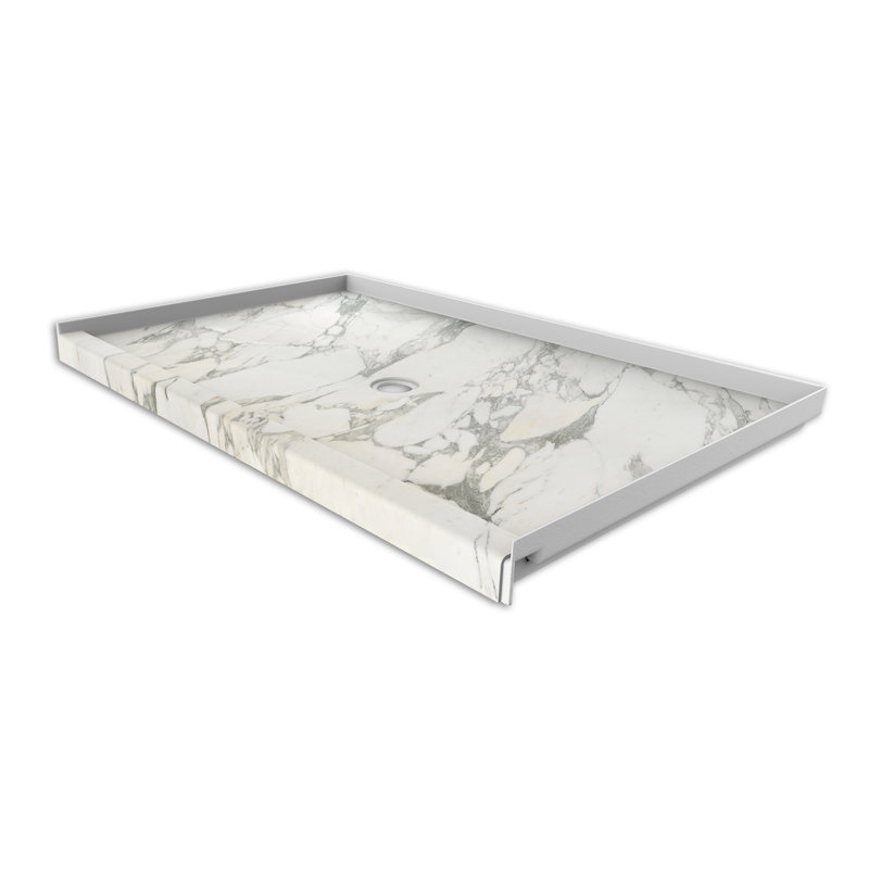 Base de douche en alcôve avec drain central FlexStone® l 60 po x P 36 po or Calcutta, Or Calcutta