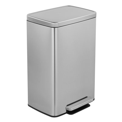Innovaze 13 Gal./50 Liter Rectangular  Stainless-Steel-Made  Matt White Step-on Trash Can for Kitchen