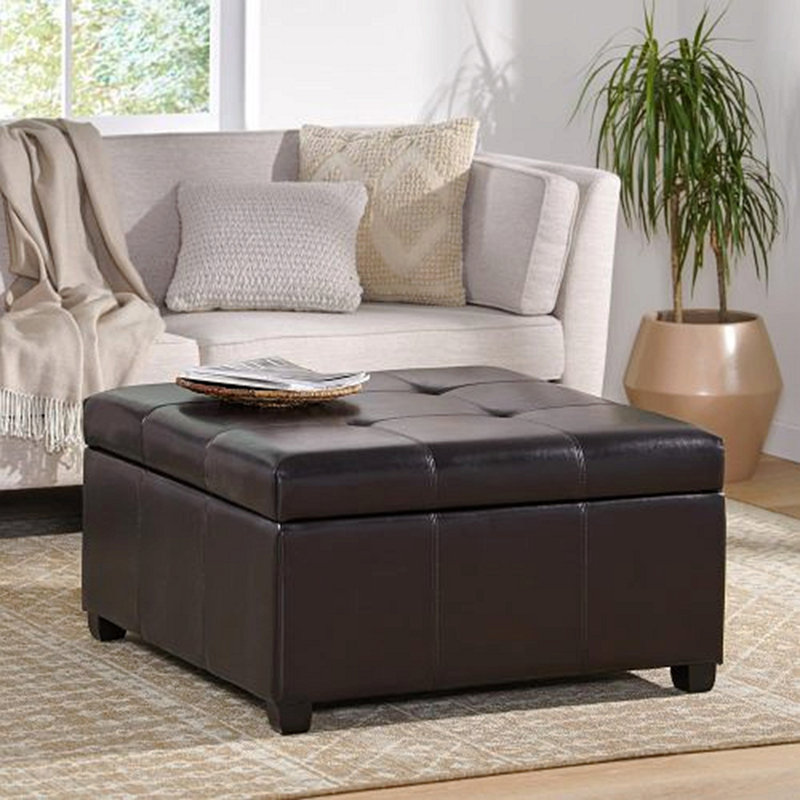35" Large Square Storage Ottoman, Tufted