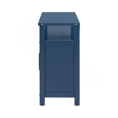 Buffet en pin de 140 cm (55,1 po) avec rangement à 3 portes, meuble de rangement double, coin café avec poignées et rivets métalliques apparents, idéal pour la salle à manger, la cuisine ou le salon.