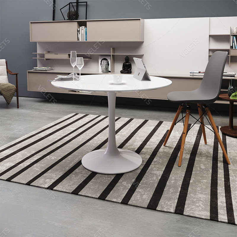Table de salle à manger / table basse moderne Shrivastava Mid Century, H 29,5 po x L 31,5 po x l 31,5 po, Blanc