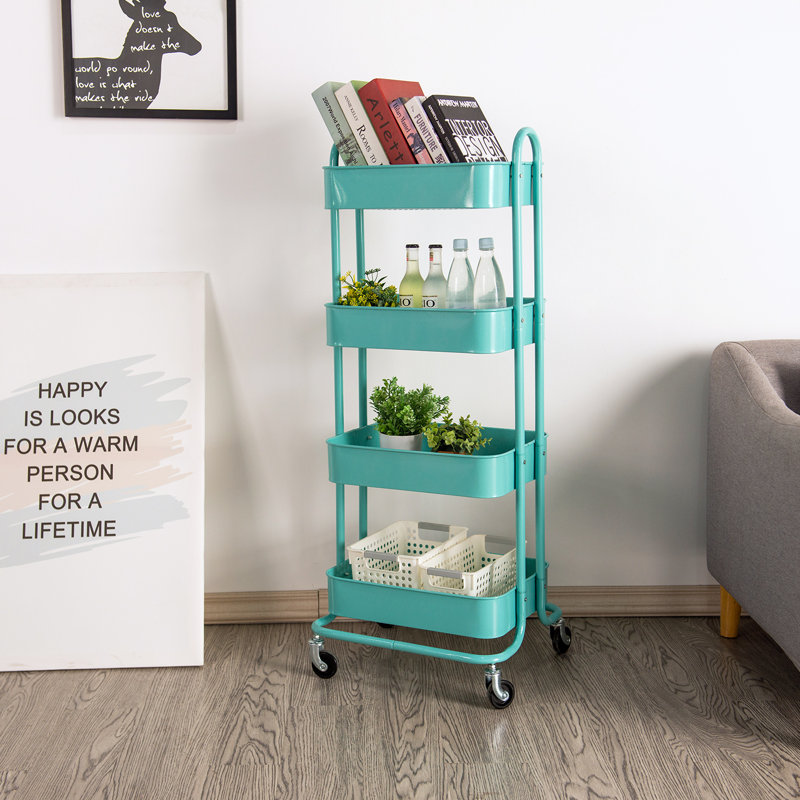 42.9'' H x 17.7'' W Utility Cart with Wheels, Blue