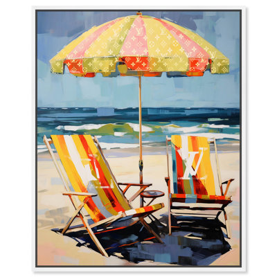 «Glam Partners at the Beach», art mural Glam Coastal par Art Remedy