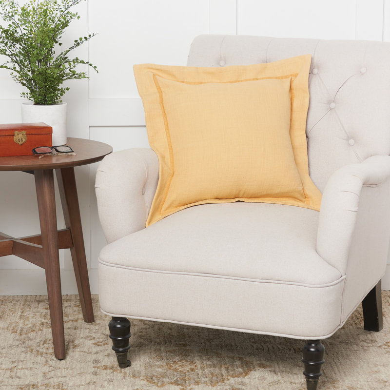 Cornsilk Flange Throw Pillow, Cornsilk Yellow