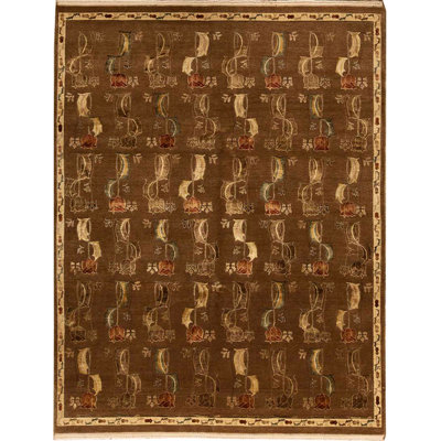 Tapis brun de haute qualité noué à la main