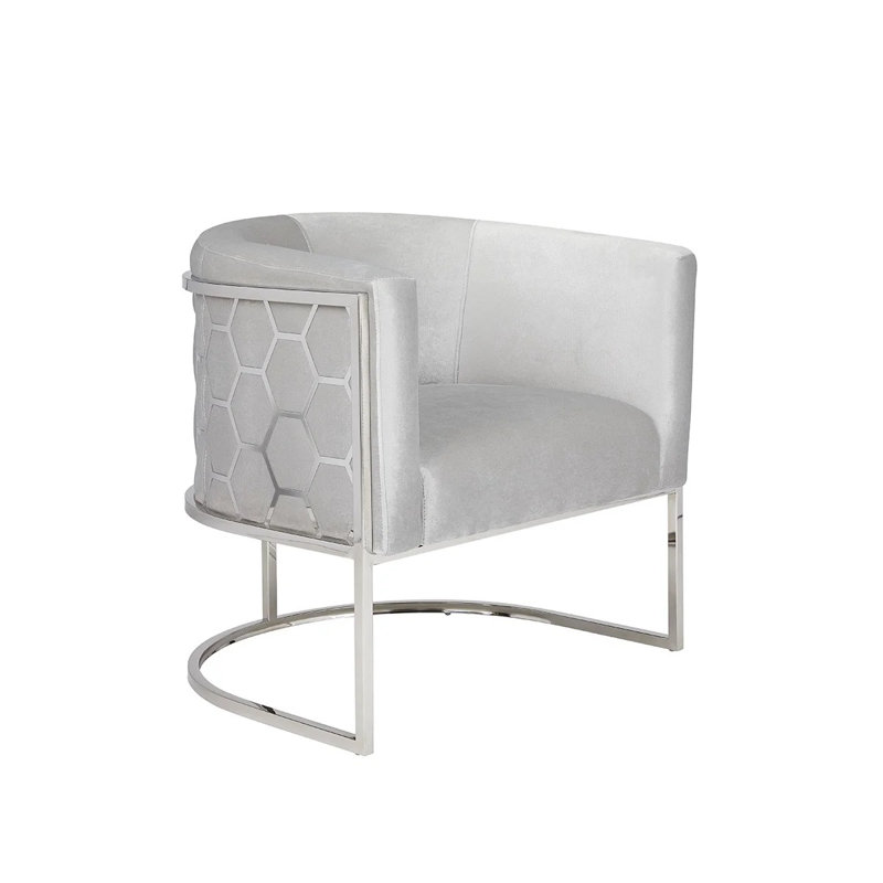 Quesenberry Velvet Barrel Chair, Gray Velvet