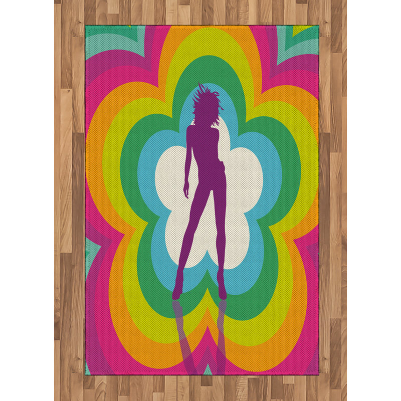 Psychedelic High Density Long Fiber Poly Threads Decorative Area Rug Carpet, Rectangle 4' x 5'8"
