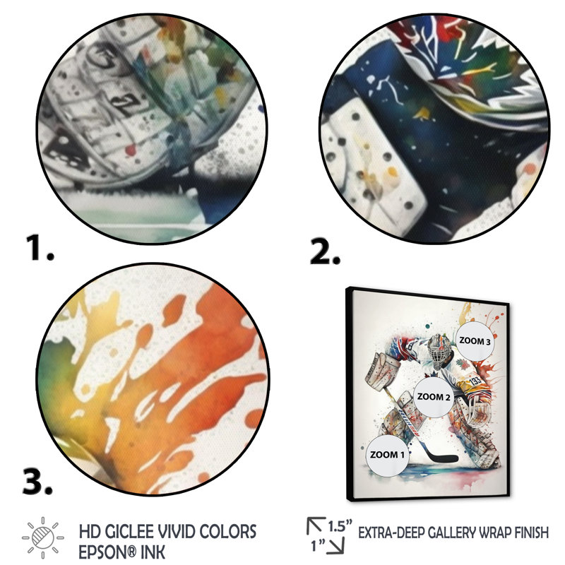 Hockey Hockey II - Impression sur toile, H 32 po x l 24 po x P 1 po, Toile avec cadre flottant noir