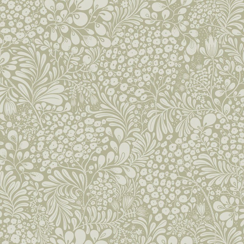Papier peint botanique Siv Sage, Vert