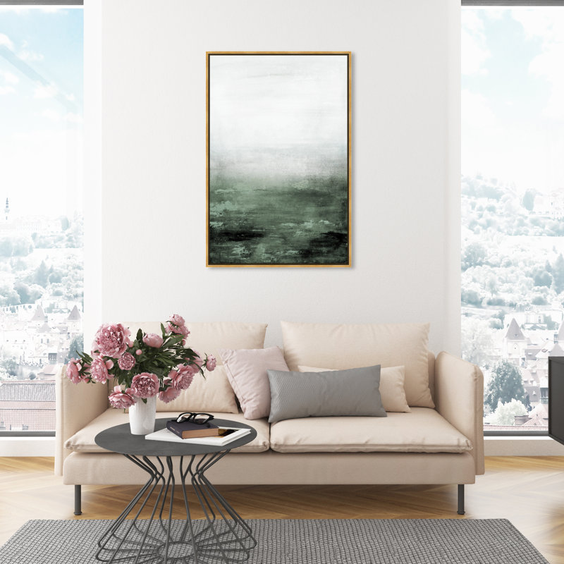 «Abstract Sail to the Moon Hunter Green», reproduction d'art, H 36 po x l 24 po, Toile vernie avec cadre doré