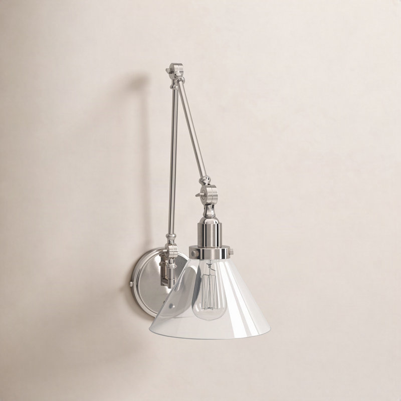  Drake 1-Light Adjustable Wall Sconce in Warm Brass, Chrome/Polished Nickel