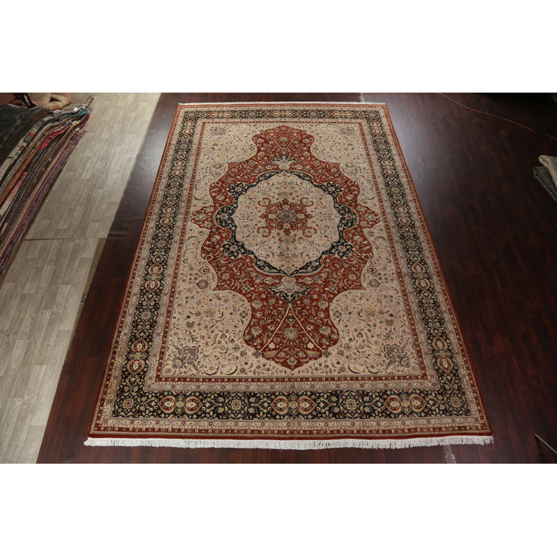 Tapis teinture végétale Tabriz Haj Jalili noué à la main 12 x 18