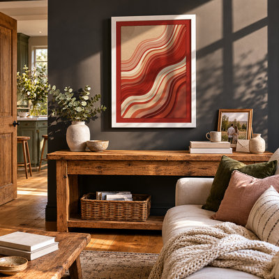 Flowing Terracotta Waves Geometric - Print