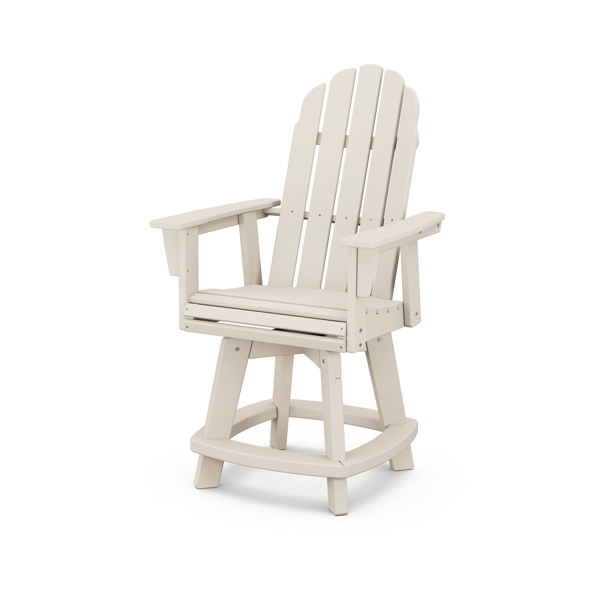 Vineyard Curveback Adirondack Swivel Counter Chair, Sand