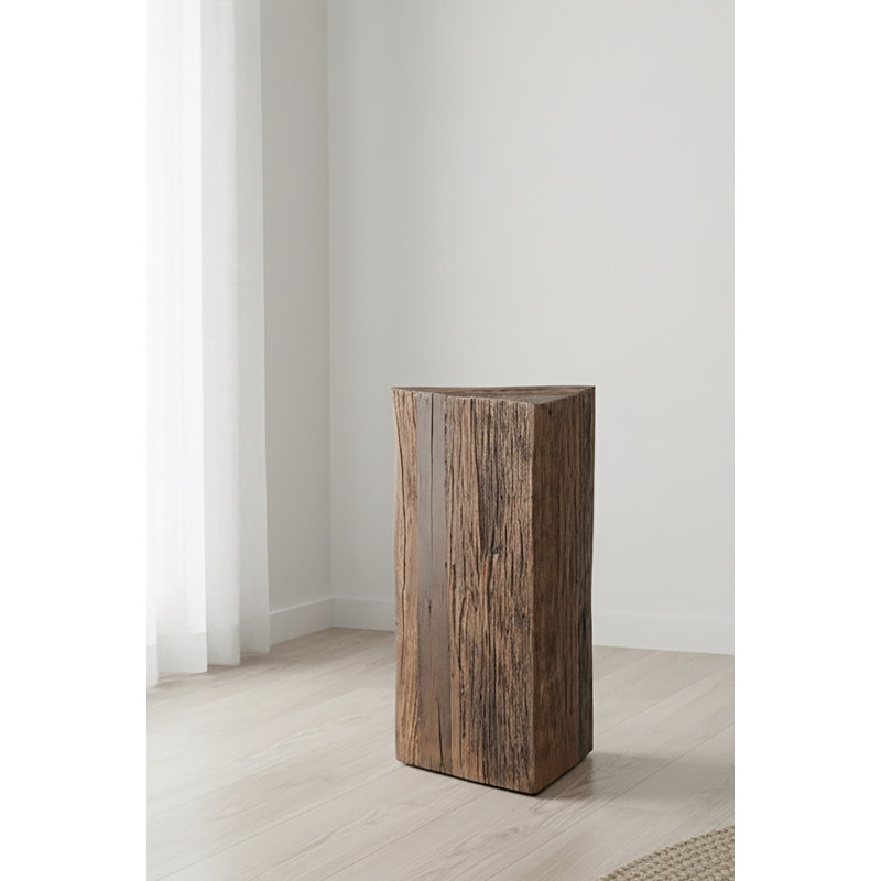 Table d'appoint triangulaire en bois naturel, H 24,5 po x L 12,5 po x l 11,5 po