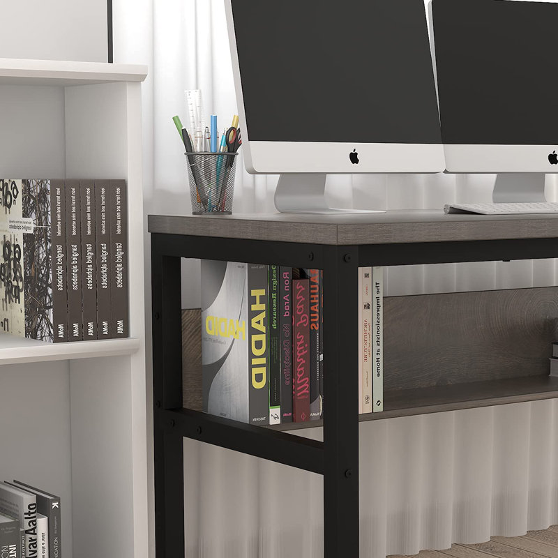 Bureau d'ordinateur pour bibliothèque, L 55,1 po x P 23,6 po, Marron foncé