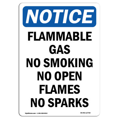 Flammable Gas No Smoking No Open Sign