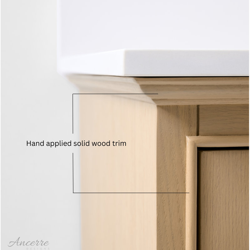 Audrey 48'' W Vanity, Oak/Rose Gold, Pure White Quartz