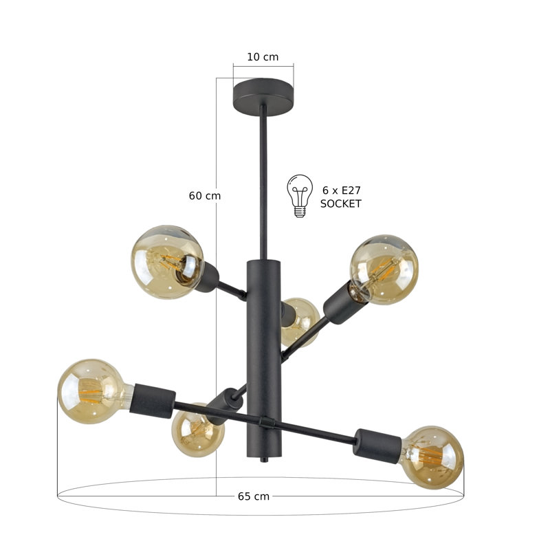 Velum 6-light Flush Mount, Black