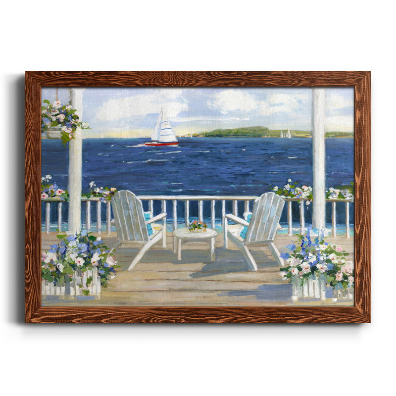 Voile d'été - Peinture sur toile encadrée, H 20 po x l 17 po x P 1,5 po, Toile avec cadre érable