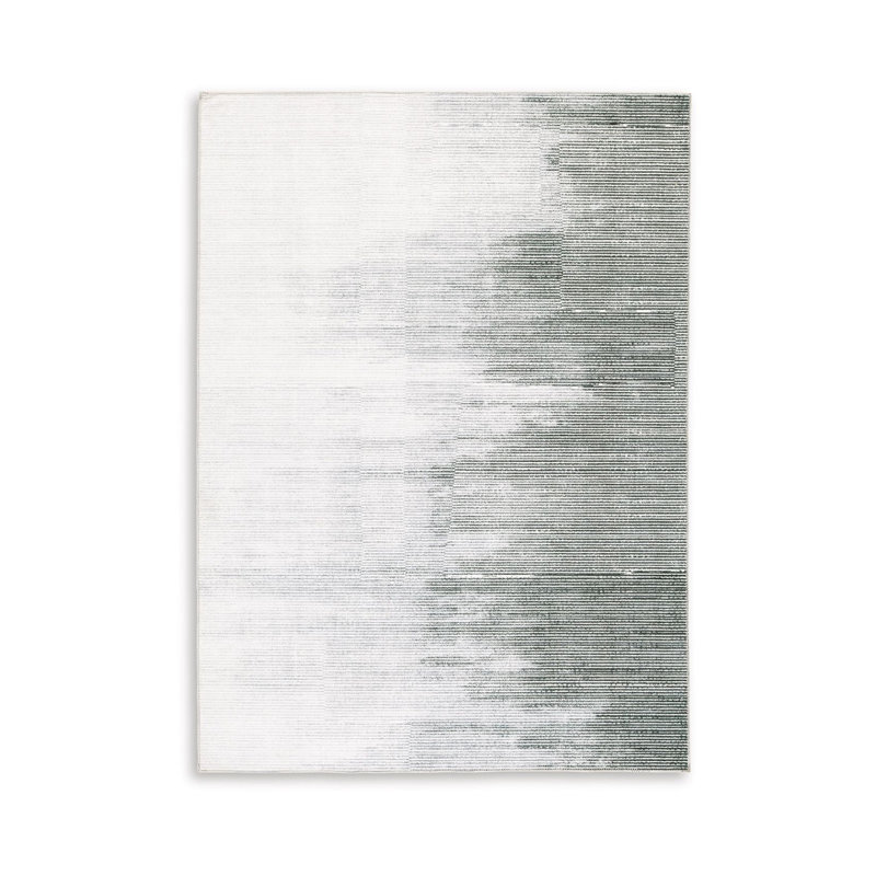 8' x 10' Black and White Abstract Washable Rug