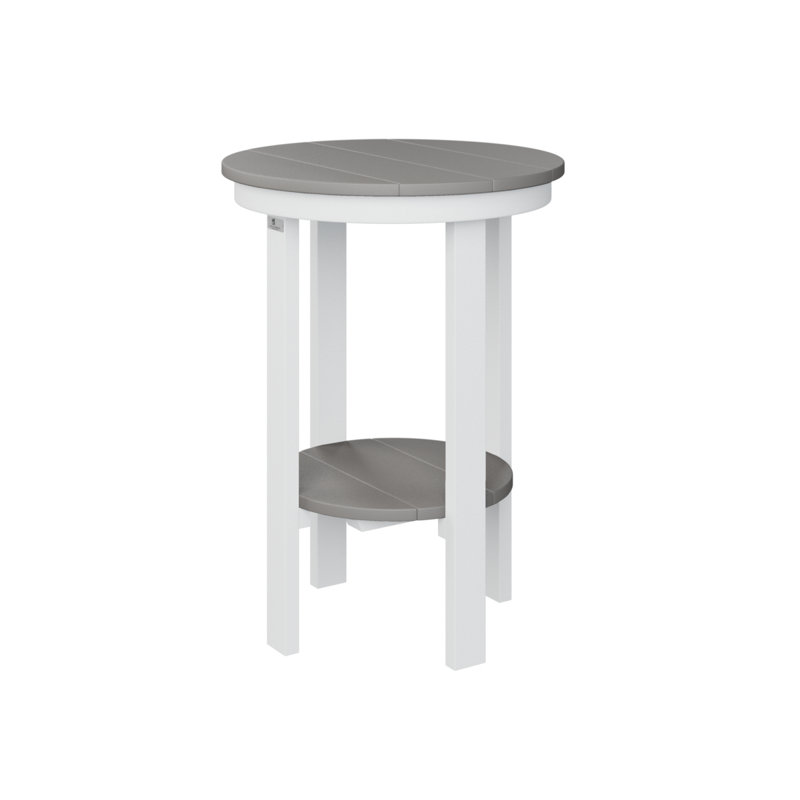 Outdoor Round End Dining Table, 21" H x 21.5" W x 21.5" D, Mango Orange/White