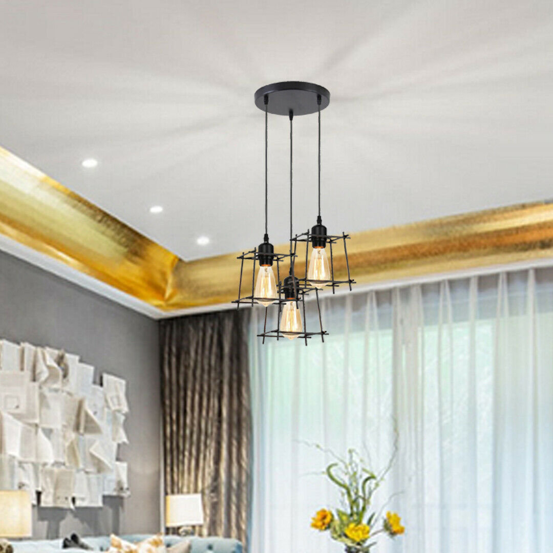 Barkley 3-Light Geometric Cluster Pendant – Industrial Hanging Light with PVC Accents by Borough Wharf