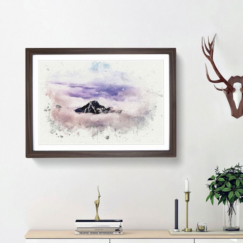 Mountain Peak in Alberta Canada in Abstract - Picture Frame Graphic Art Print, 62cm H x 87cm W x 2cm D, Walnut Framed