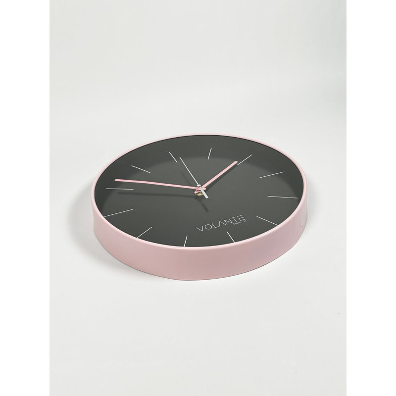 Elegant Decorative Wall Clock, Pink, 11.8 x 11.8 x 1.8 inches | 100% Plastic with Real Glass Cover | Stylish Timepiece for Home Décor, Unique Gift Idea for Any Occasion, Perfect for Living Room & Bedroom