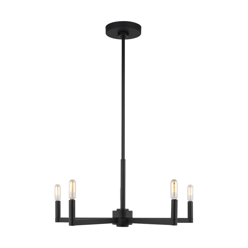 5-Light Chandelier, Nuit noire, H 10,5 po x l 24 po x P 24 po