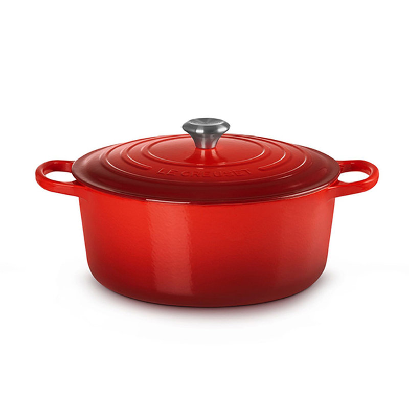 Le Creuset Signature Enameled Cast Iron Round Dutch Oven with Lid, 6.75 quarts, Cerise