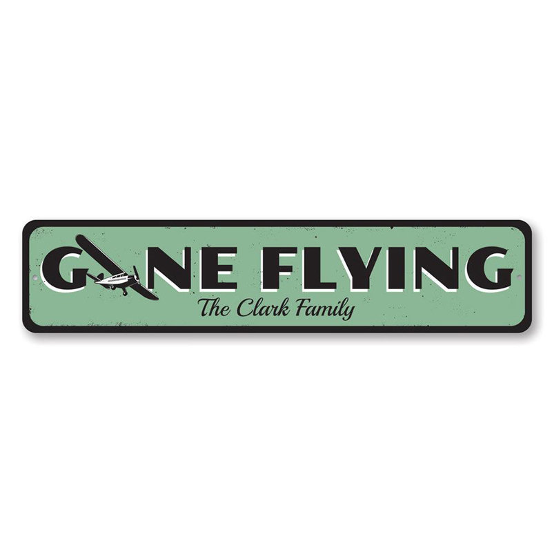 Plaque en métal «Gone Flying», H 6 po x l 24 po x P 0,06 po