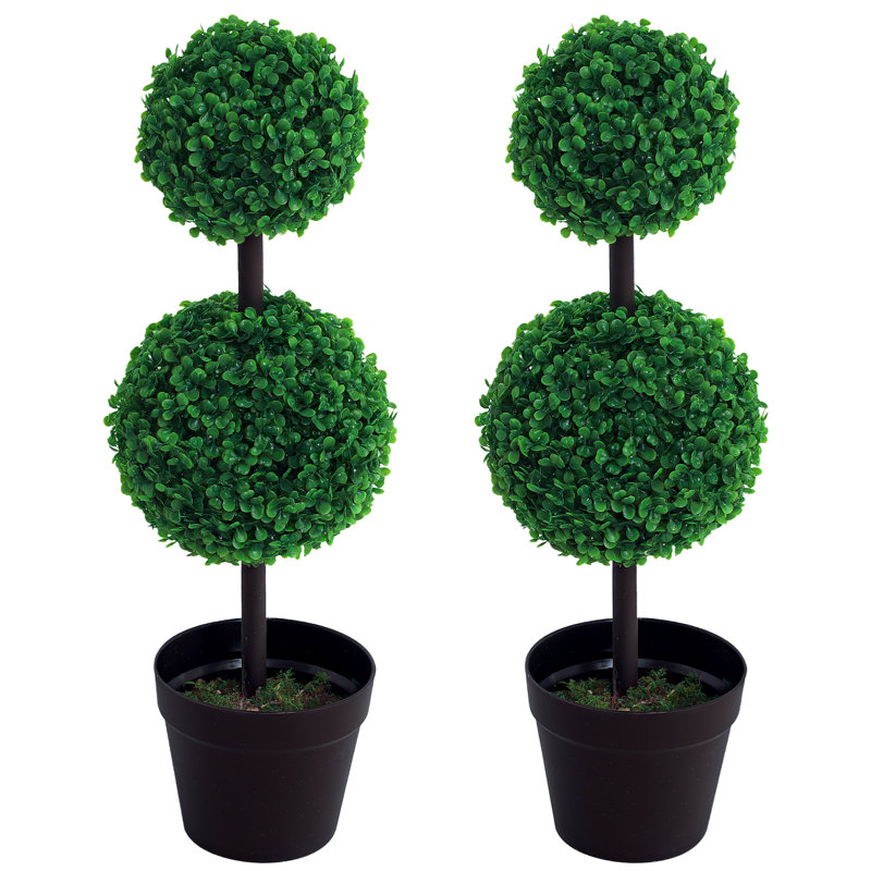 Springfield 2 PCS Artificial Double Ball Tree w/ Pot Home Decoration 15cm