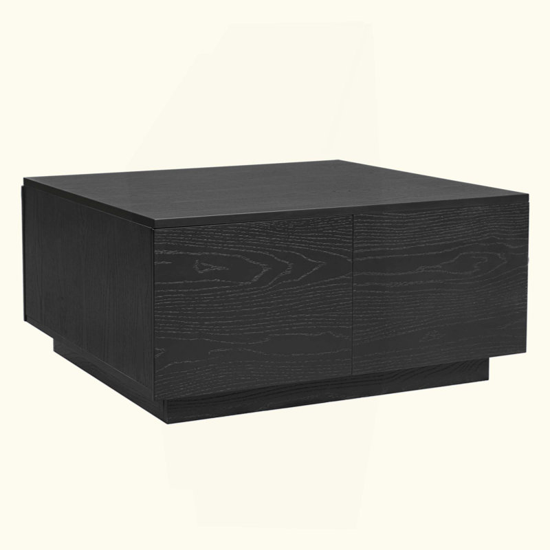 Square Coffee Table With 4 Drawers, Black