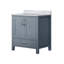 Gris foncé foncé 30 po Meuble-lavabo large avec surface en marbre, fabrication en bois massif, fermeture en douceur, une armoire intérieure, tiroir, tablette ouverte, pré-percé pour l'installation du robinet, salle de bain longue durée-907886174