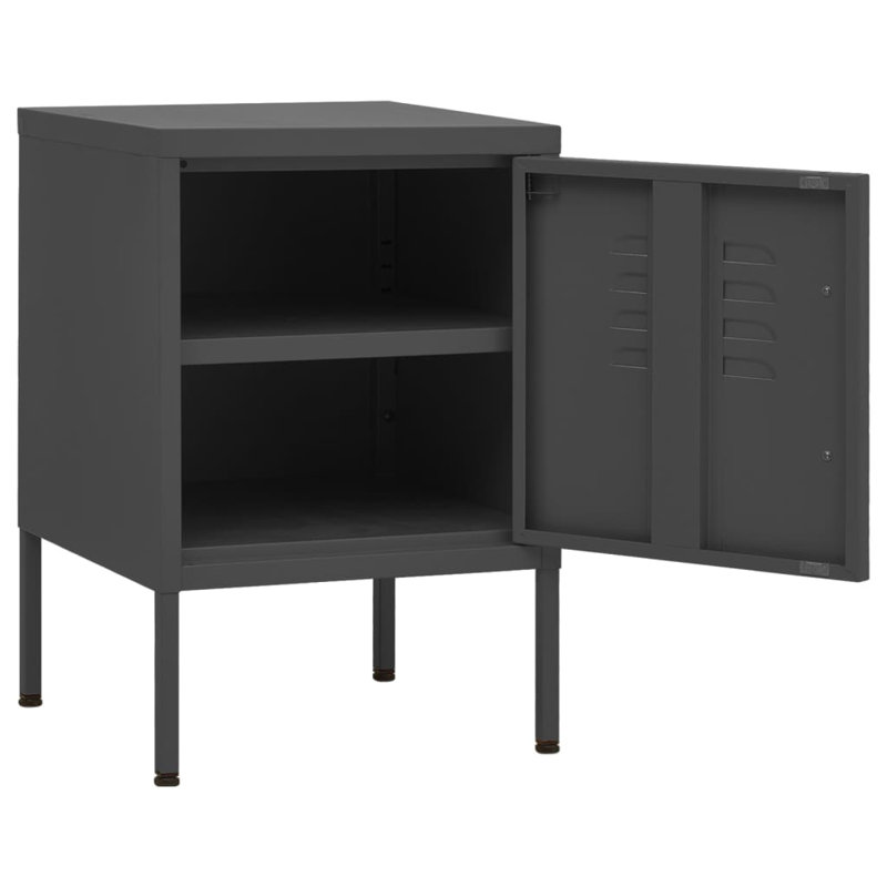 Izzabel 35cm W Steel Bedside Table, Grey, Individual