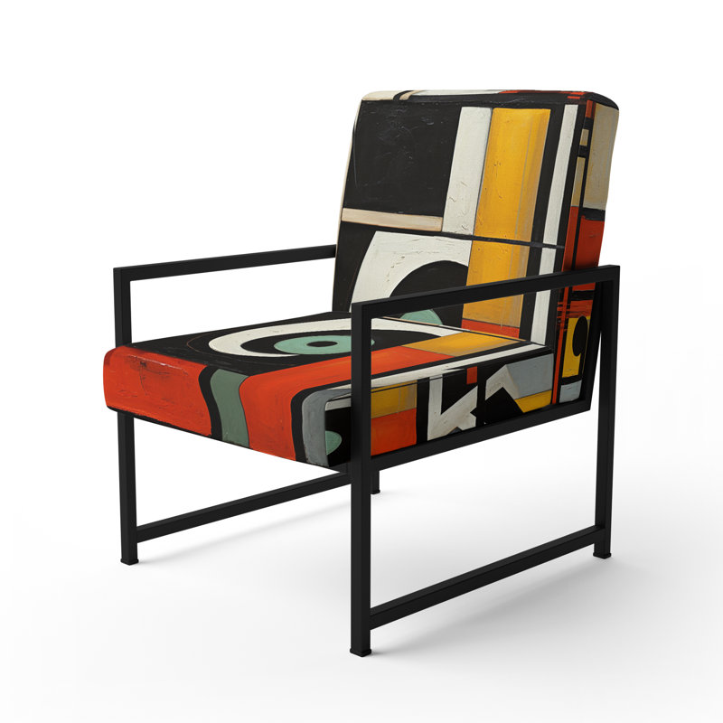 Crissom - Fauteuil rembourré d'appoint abstrait, Noir, noir, noir, noir
