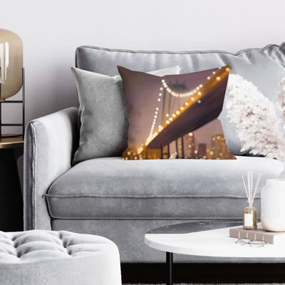 New York at Night Square Pillow Cover & Insert