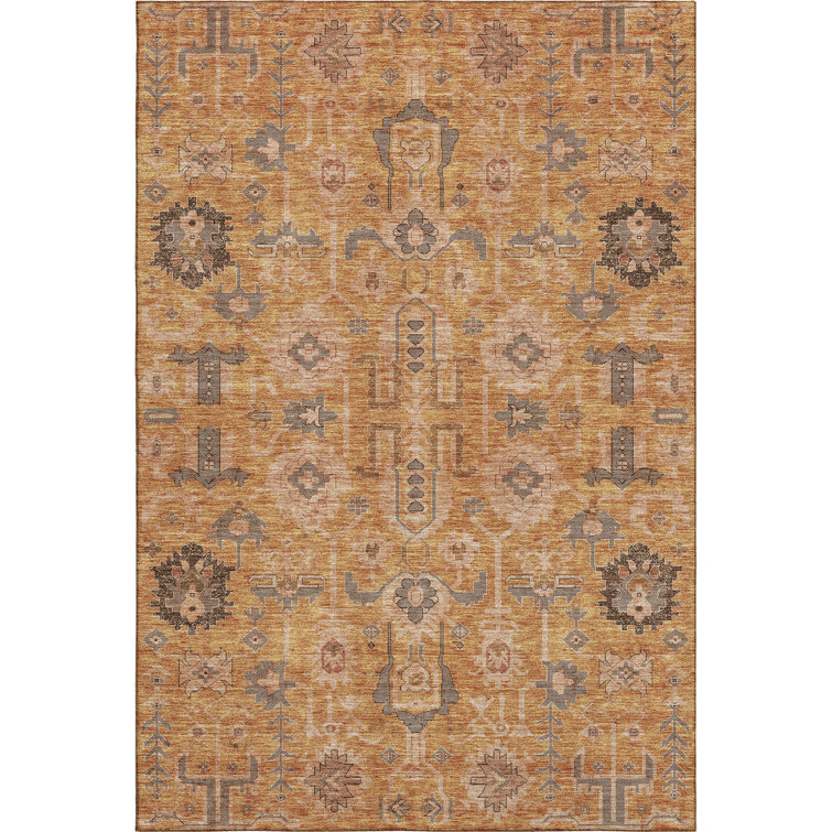 Premium Machine Washable Prisco Terracotta Rug