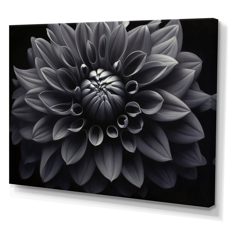 Palette de jardin noir et blanc Dahlia I - impressions florales encadrées, H 16 po x l 32 po x P 1 po, Toile tendue