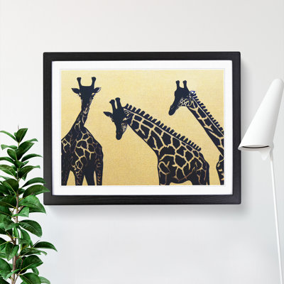 XH1022-9226X Trio Of Giraffes Abstract - Single Picture Frame Painting
