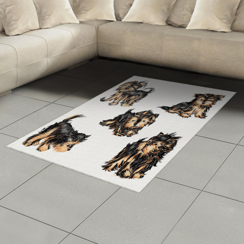 Tapis décoratif en fibre de polyester à haute densité Yorkie, Rectangle— 4 pi x 5 pi 8 po