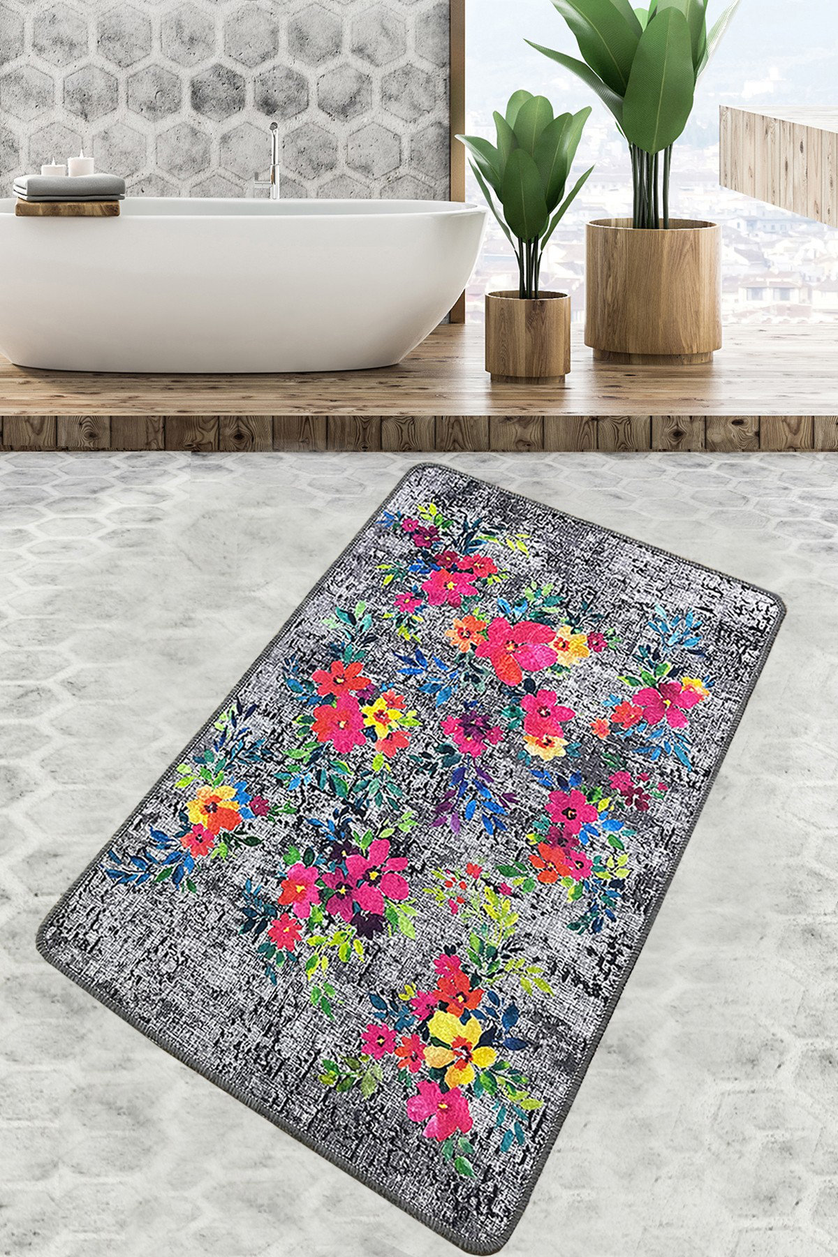 Bless international Bath Rug with Non-Slip Backing