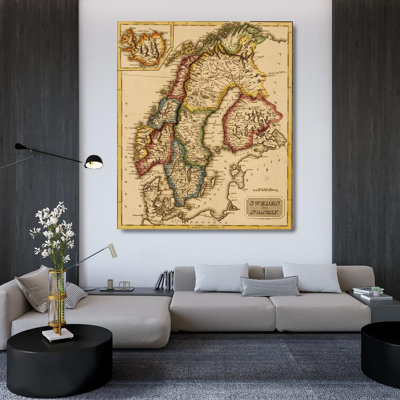 Art sur toile tendue Lark Manor Vintage Gallery, Suède et Norvège 1817