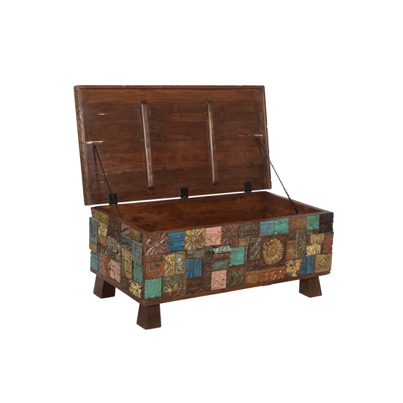 Table basse en bois massif avec rangement